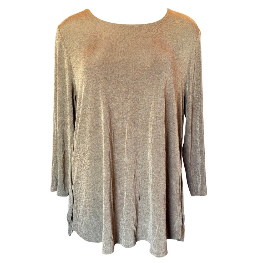 Travelers by Chico's Tunic Top Long Sleeve Knit Size XLarge Brown Shimmer